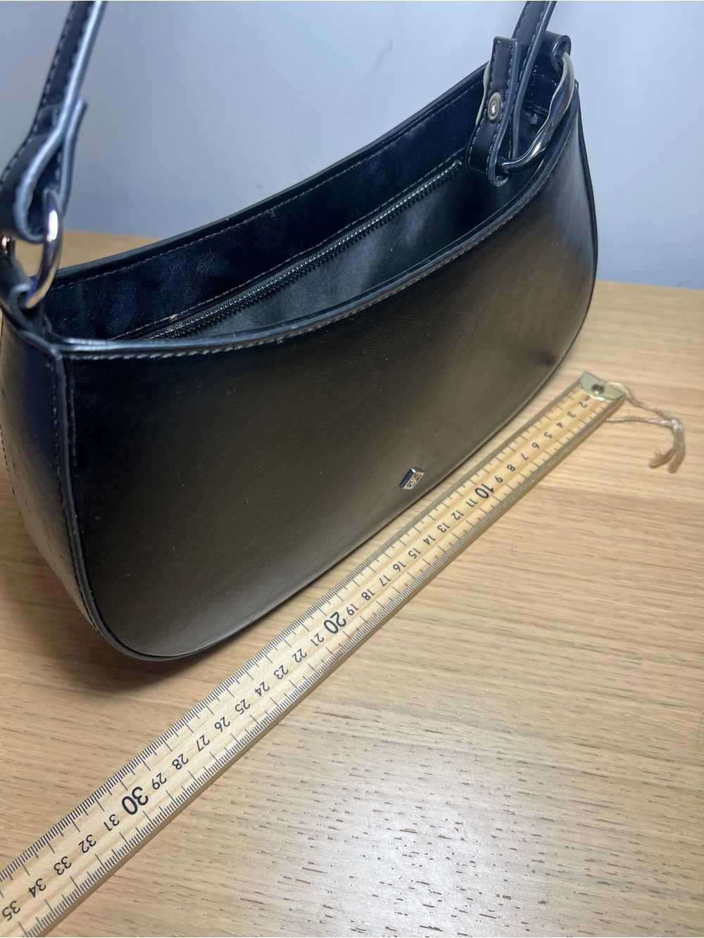 🖤 Call It Spring Y2K Style Black Glossy Hobo Shoulder Bag Mini Purse - Picture 9 of 11